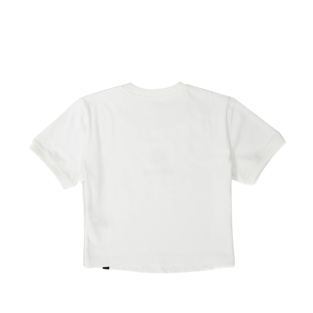 Camiseta Ringer Crop para mujer color blanco