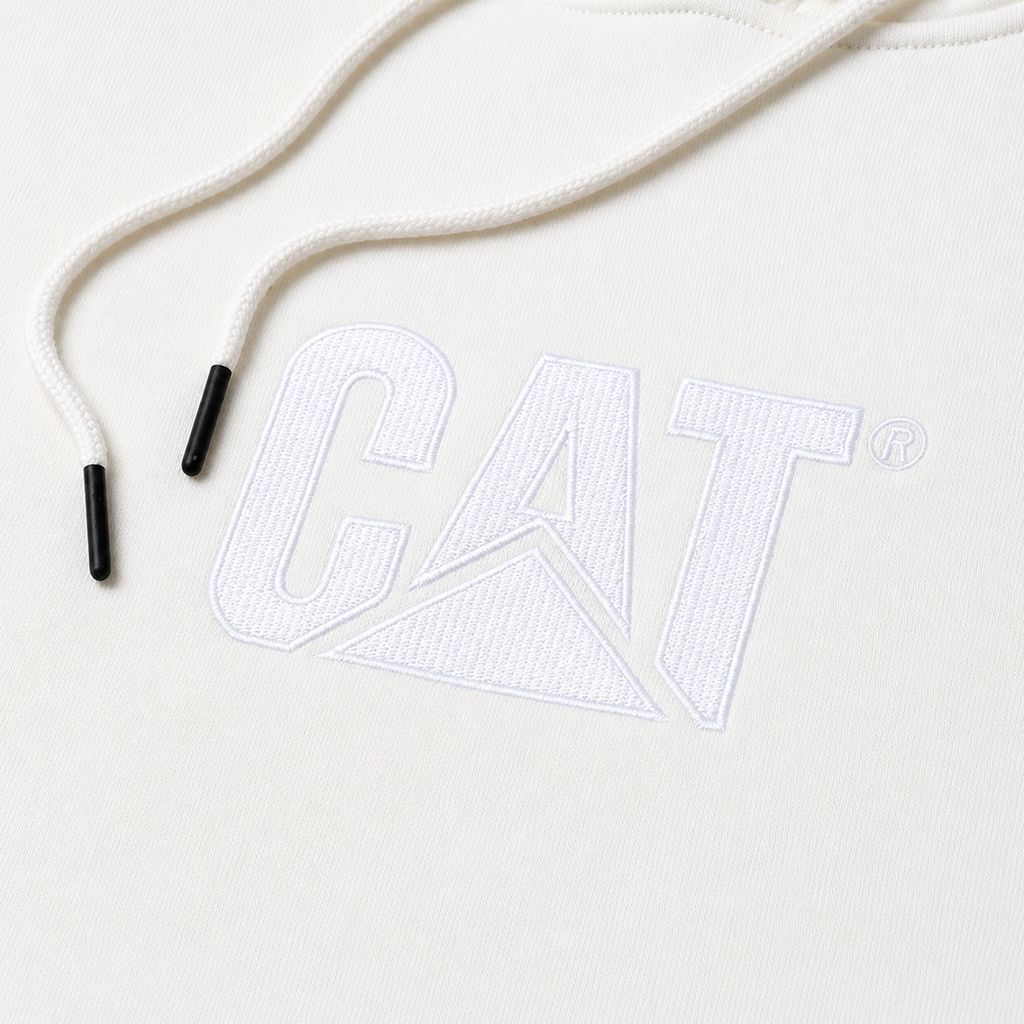 Hoodie Fleece Cat Logo para hombre color blanco