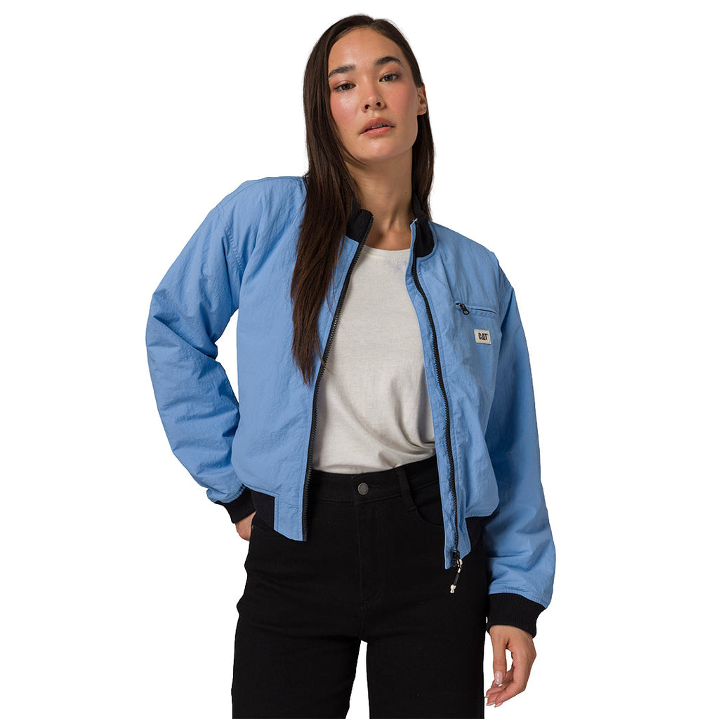 Jacket Nylon Bomber para mujer color celeste