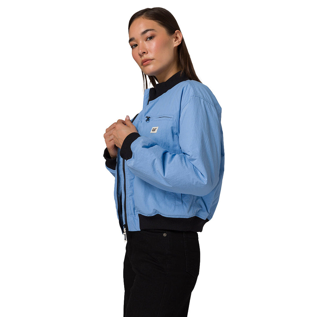 Jacket Nylon Bomber para mujer color celeste