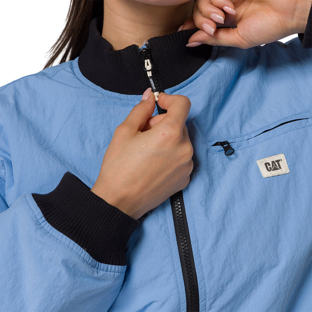 Jacket Nylon Bomber para mujer color celeste