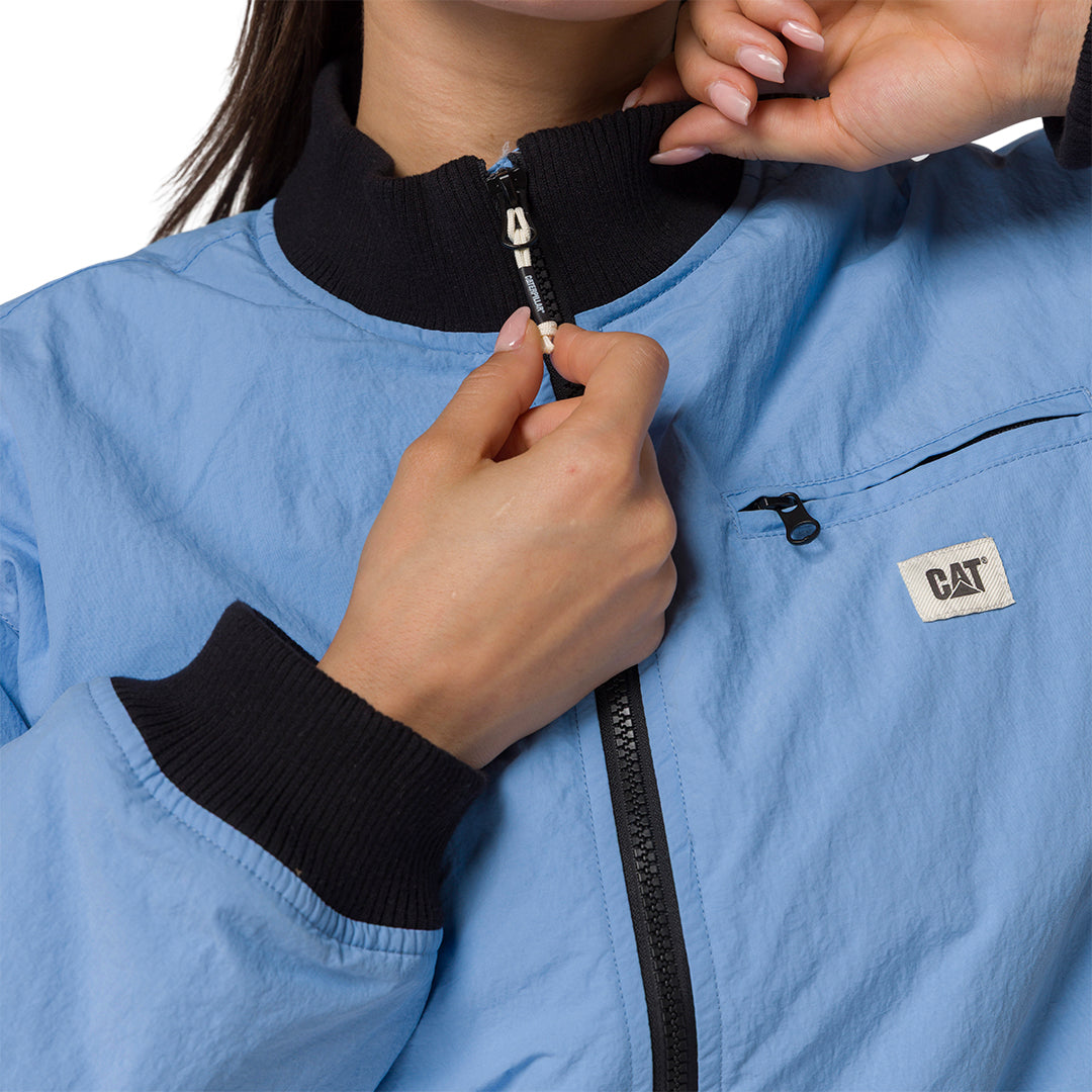 Jacket Nylon Bomber para mujer color celeste