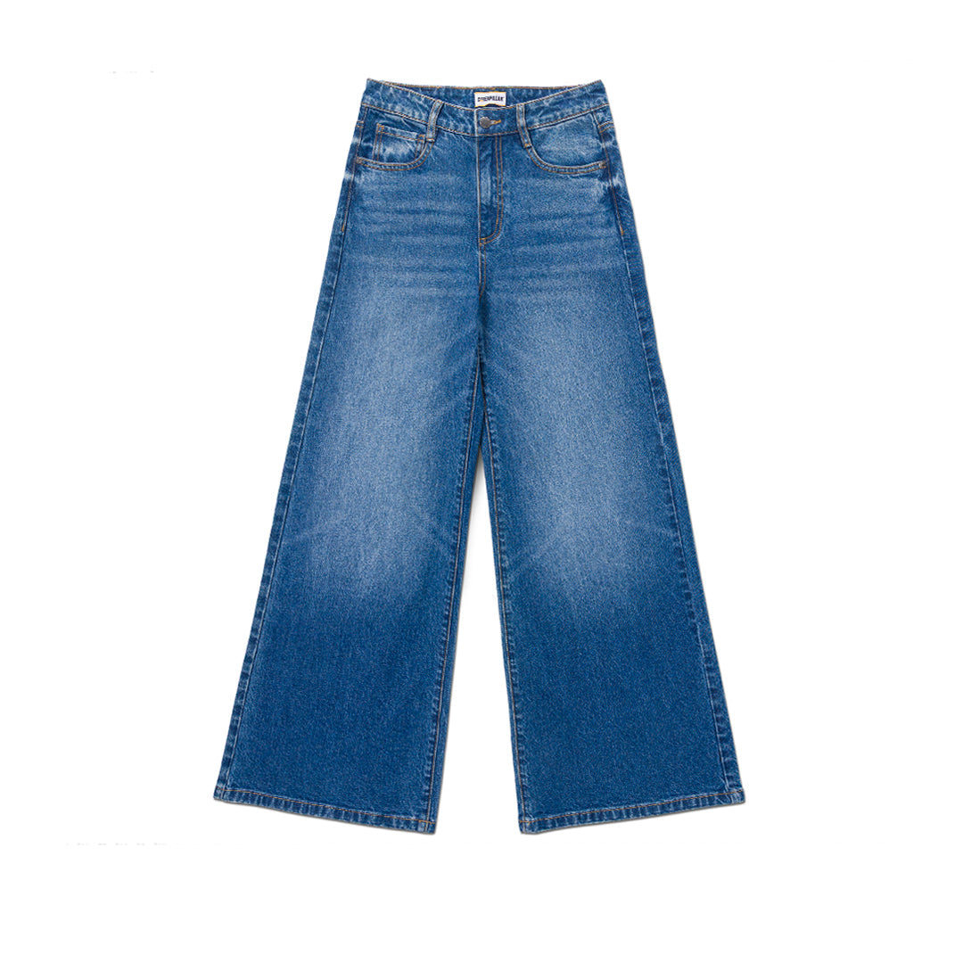 Jeans flare Wide para mujer color indigo
