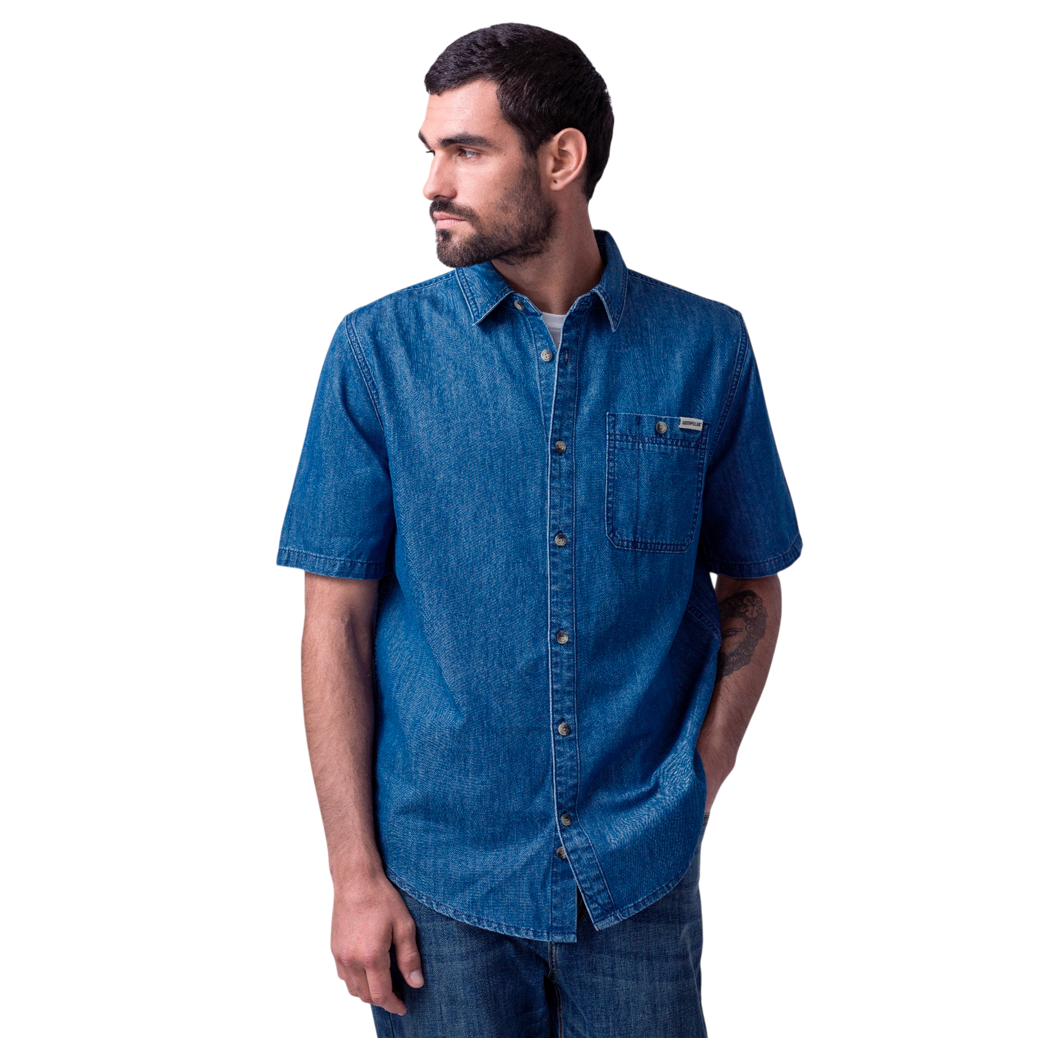Camisa Chambray para hombre color azul