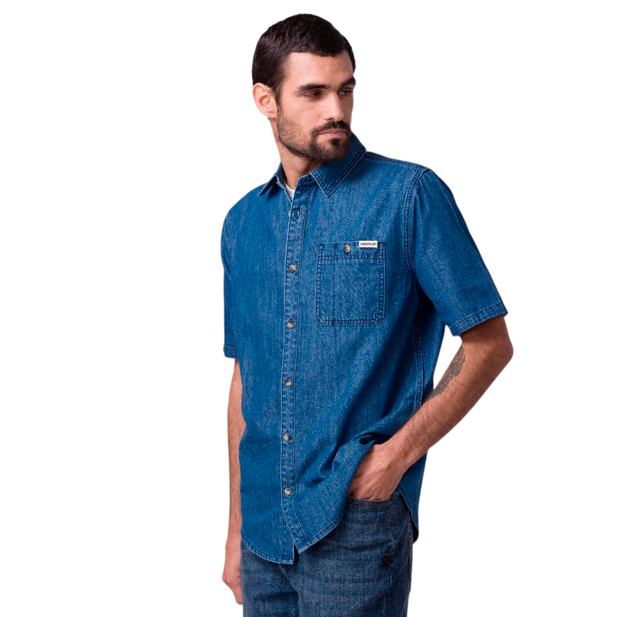 Camisa Chambray para hombre color azul